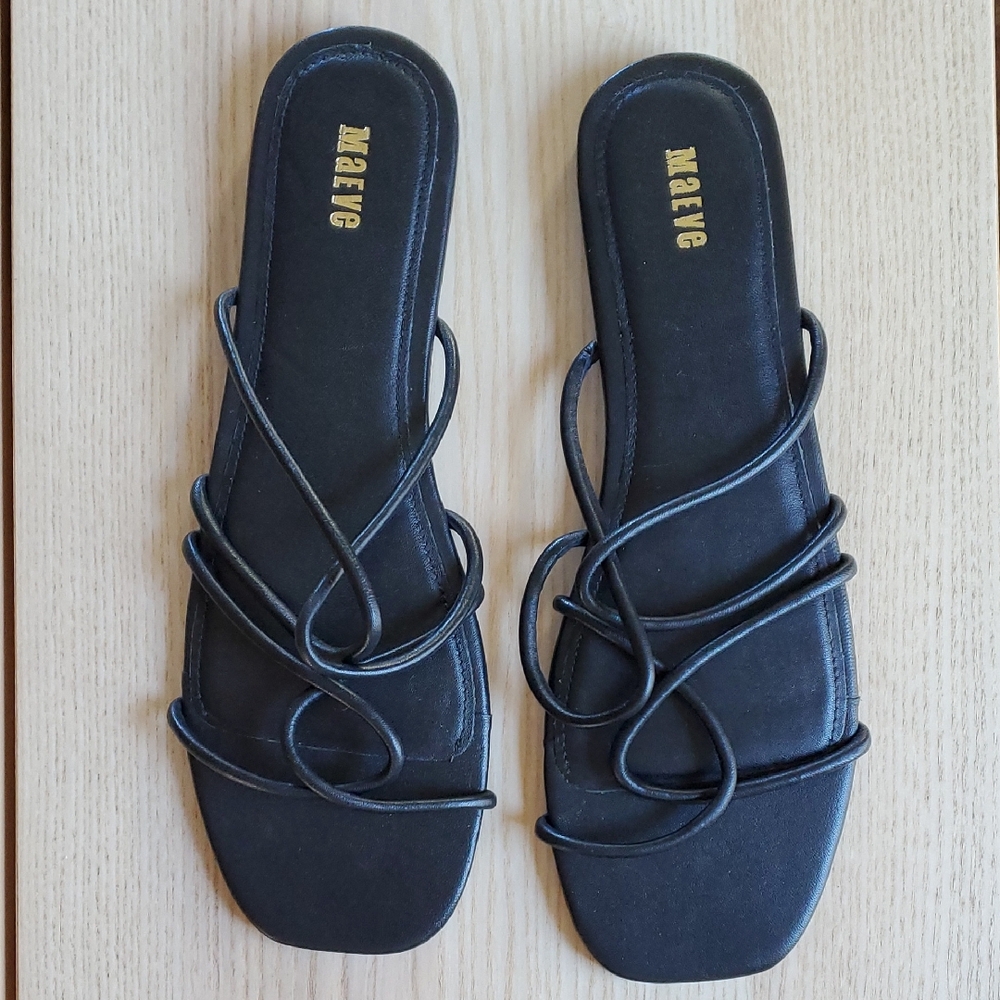 Anthropologie Black Strappy Sandals